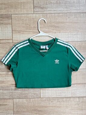 Adidas Originals Retro V-Neck Crop Top Collegiate Green M